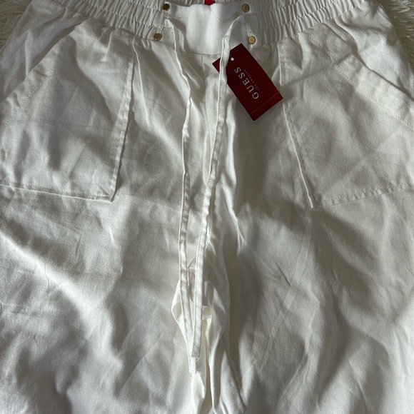 Guess White Wide-Leg Drawstring Cargo Pants - Picture 3 of 14